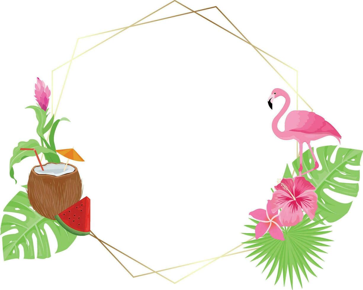 summer frame design with tropical leaves decoration vector
