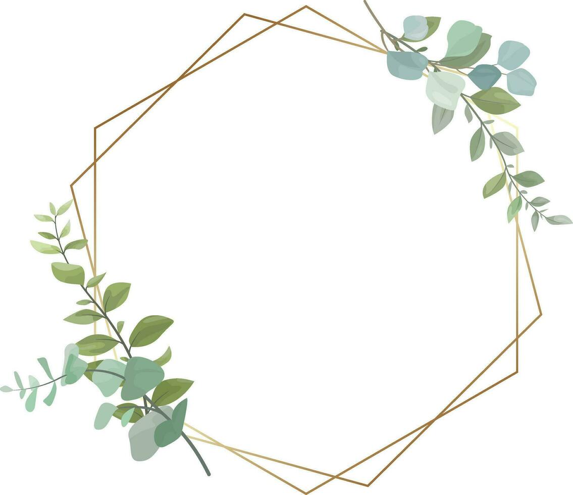 leaf frame with wild leaves and eucalyptus leaves vector