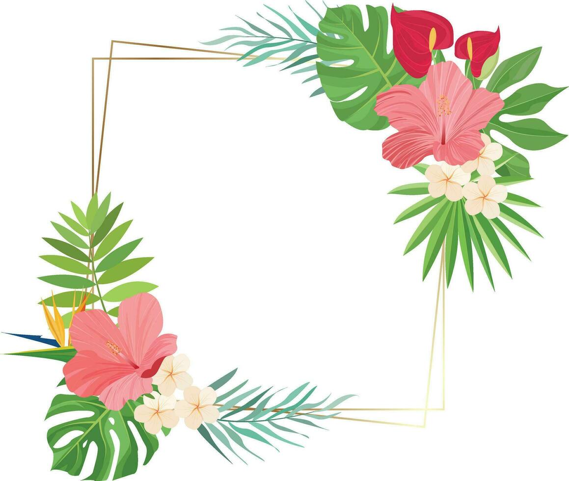 verano marco diseño con tropical hojas decoración vector