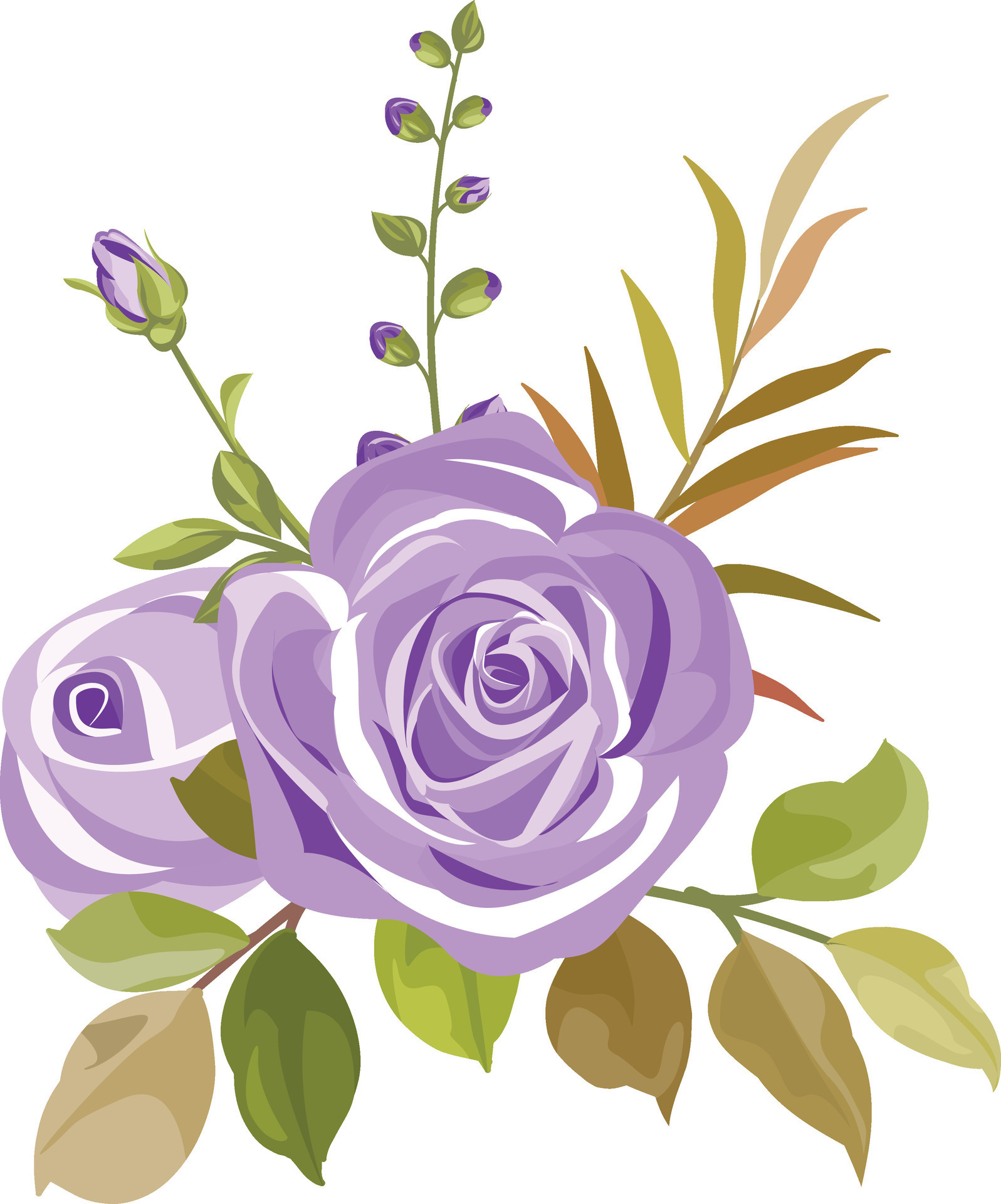 flower bouquet with beautiful roses and leaves 26784609 Vector Art at ...