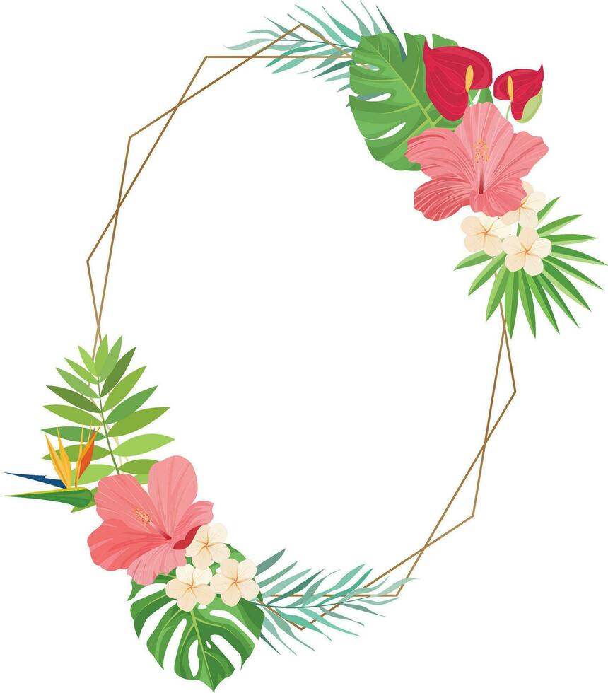 summer frame design with tropical leaves decoration vector
