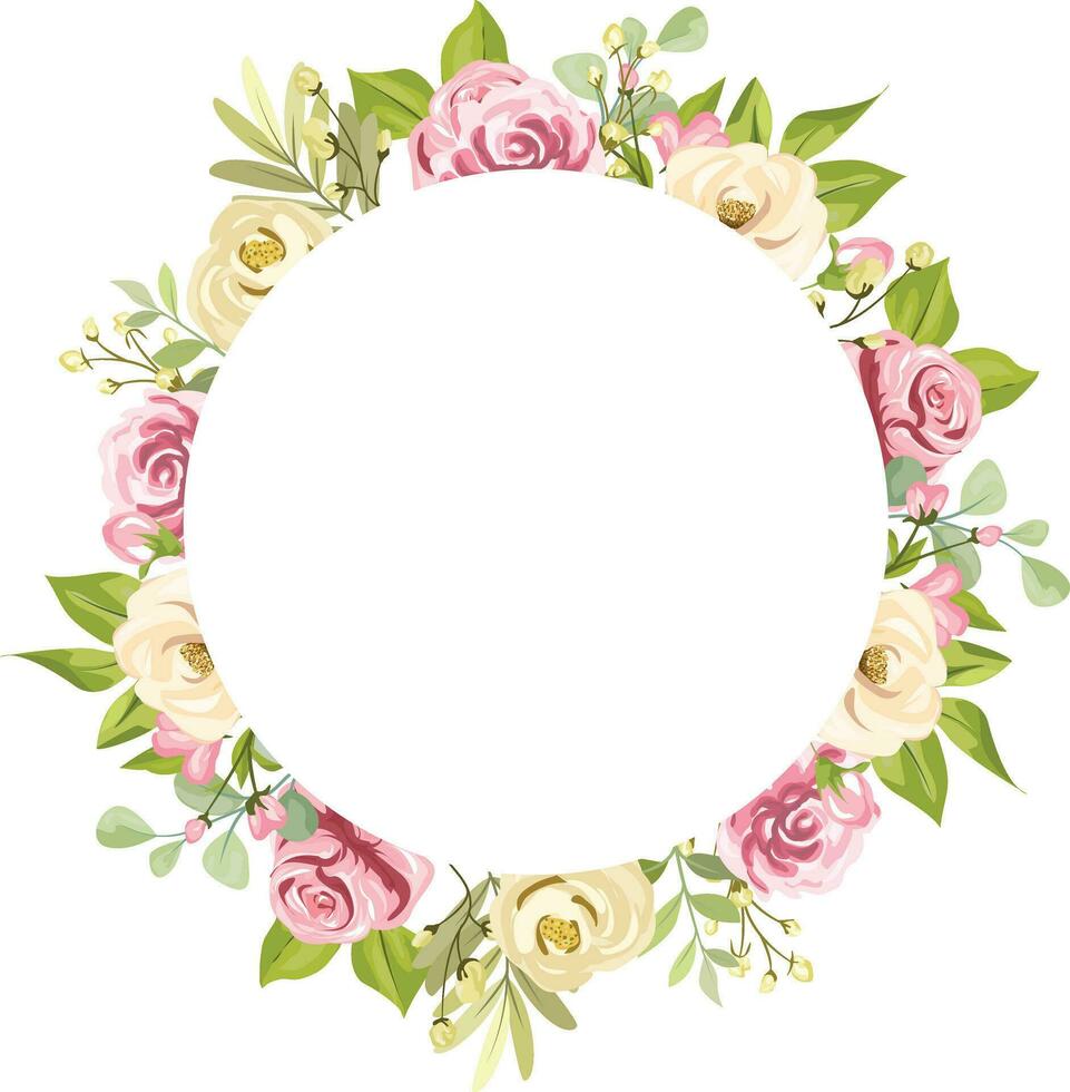 floral frame with beautiful rose decoration vector