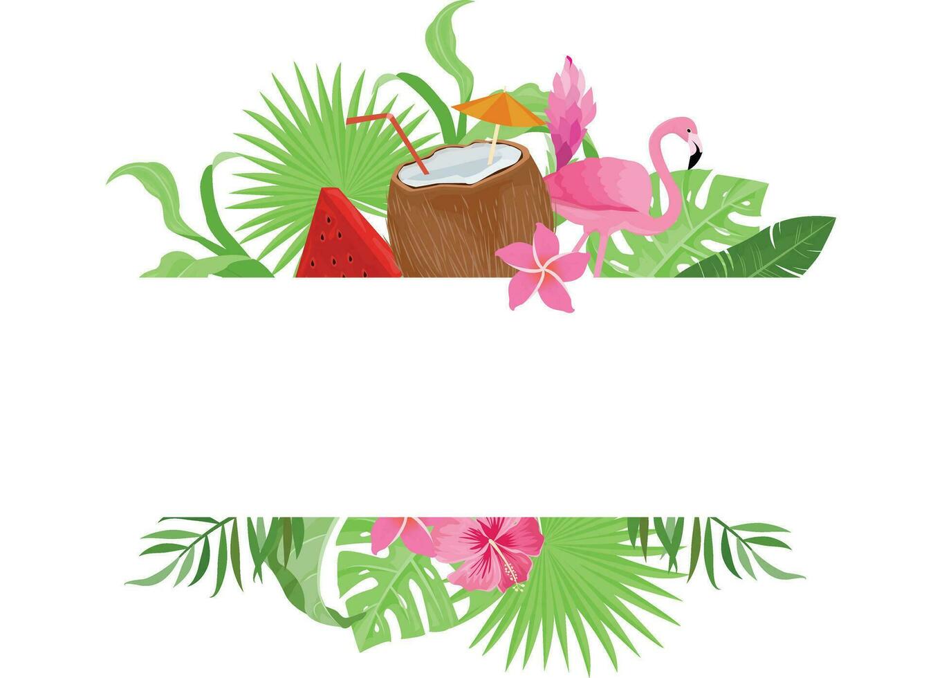 summer frame design with tropical leaves decoration vector