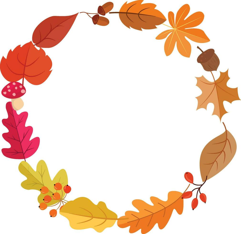 autumn leaves, dry maple leaves, orange maple leaves arranged in a circle vector