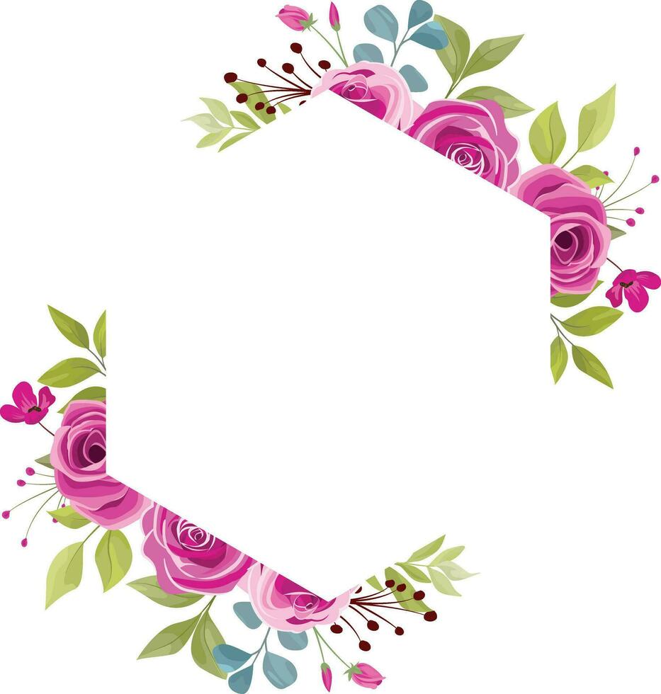 wedding frame with beautiful rose bouquet decoration vector