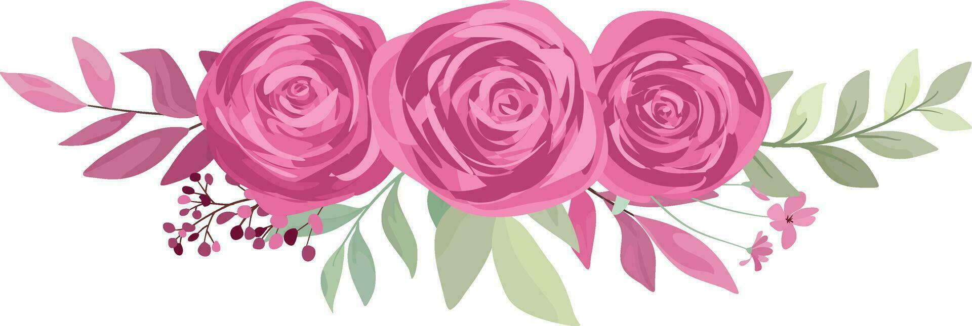 ramo de flores de flores con granate rosas vector