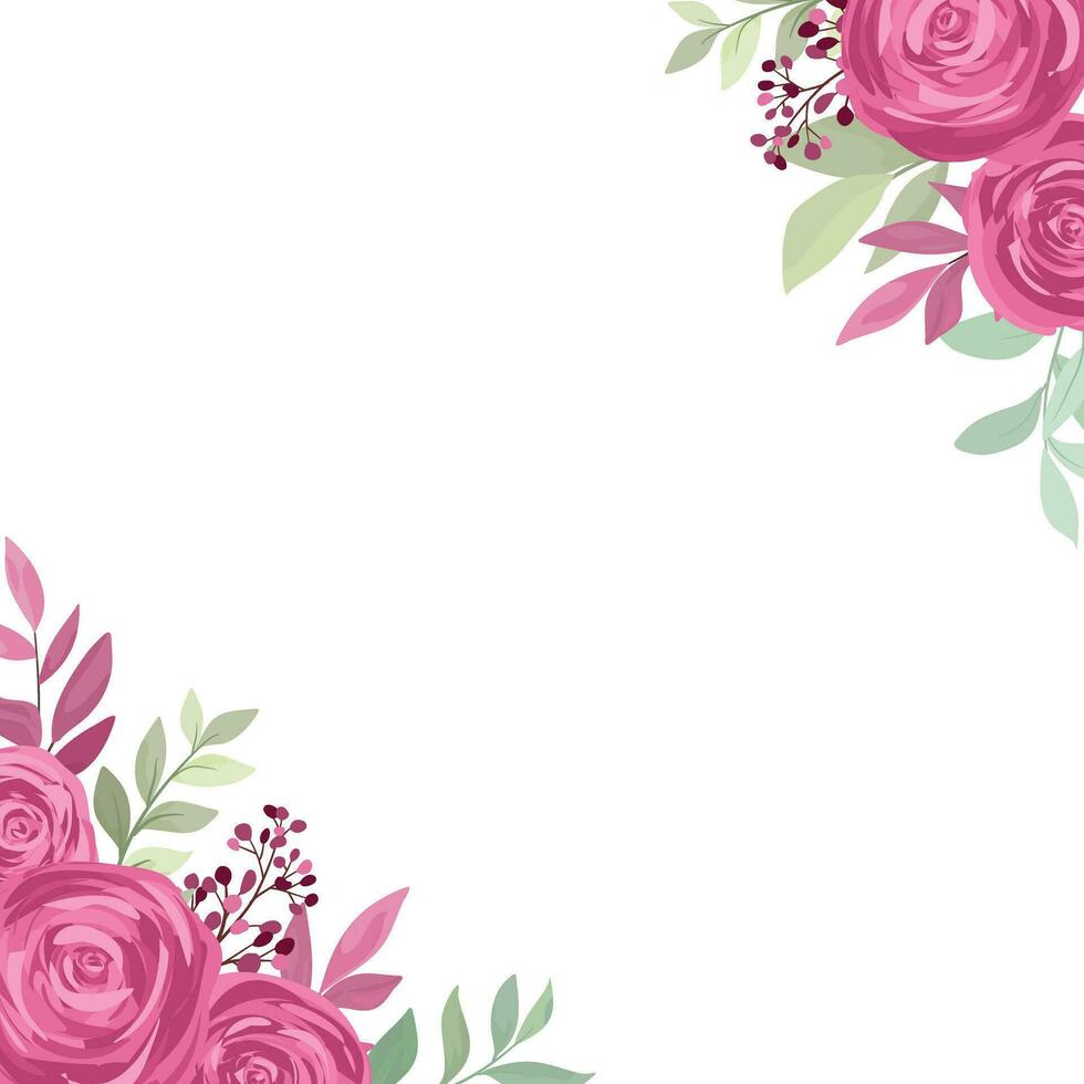 floral frame with maroon roses vector