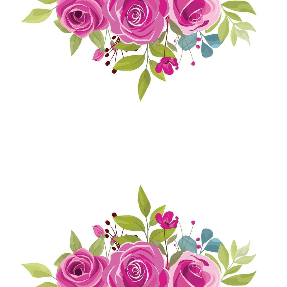 Boda marco con hermosa Rosa ramo de flores decoración vector