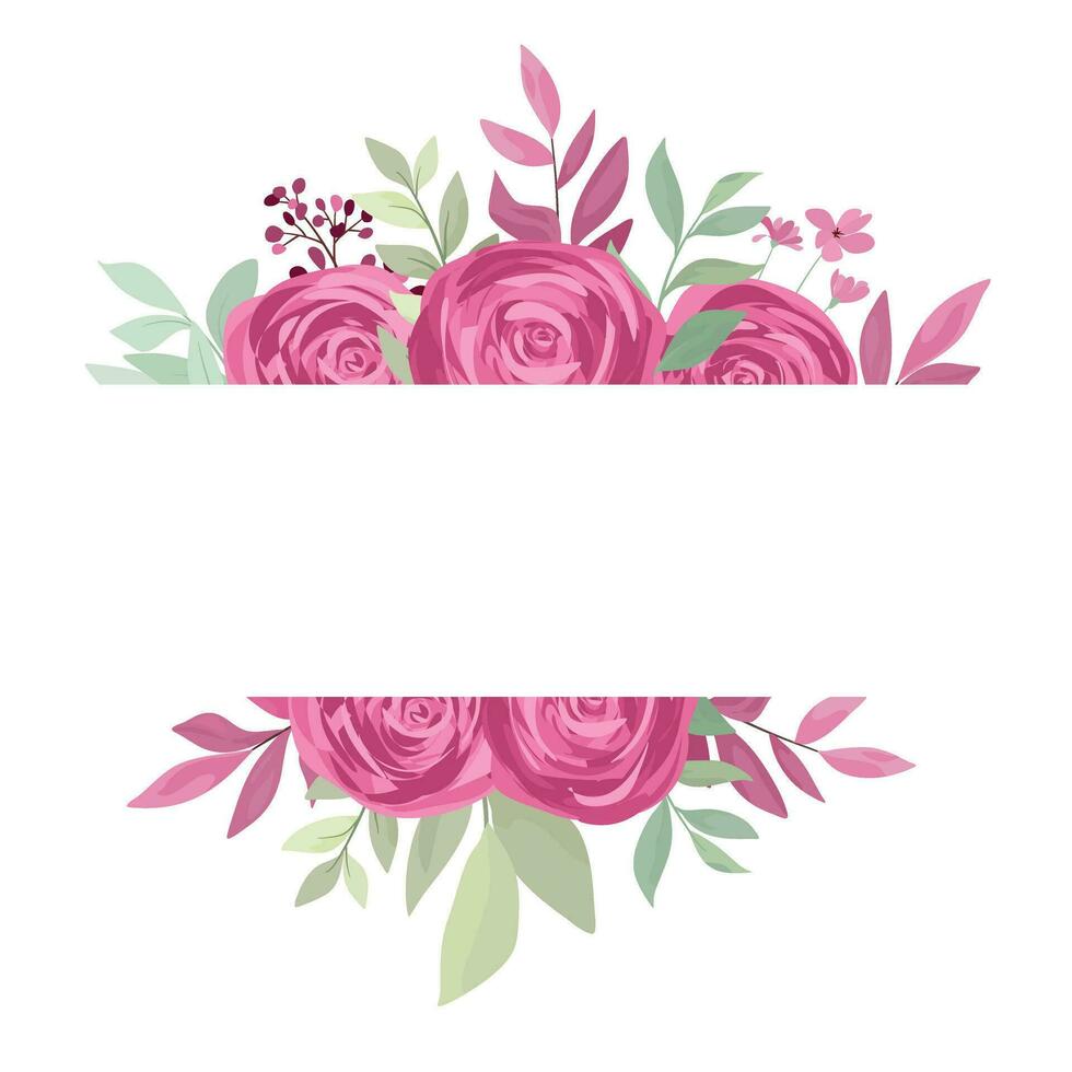 floral frame with maroon roses vector