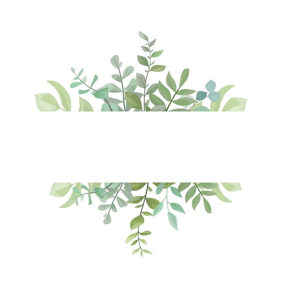 leaf frame with wild leaves and eucalyptus leaves vector