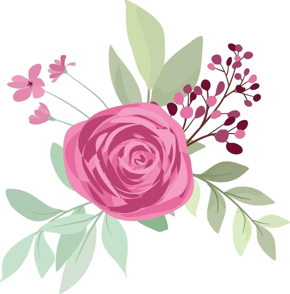 ramo de flores de flores con granate rosas vector