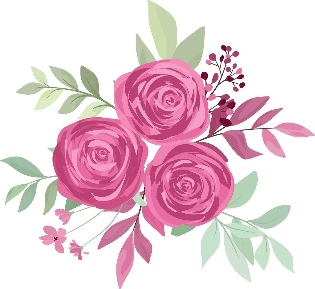 ramo de flores de flores con granate rosas vector