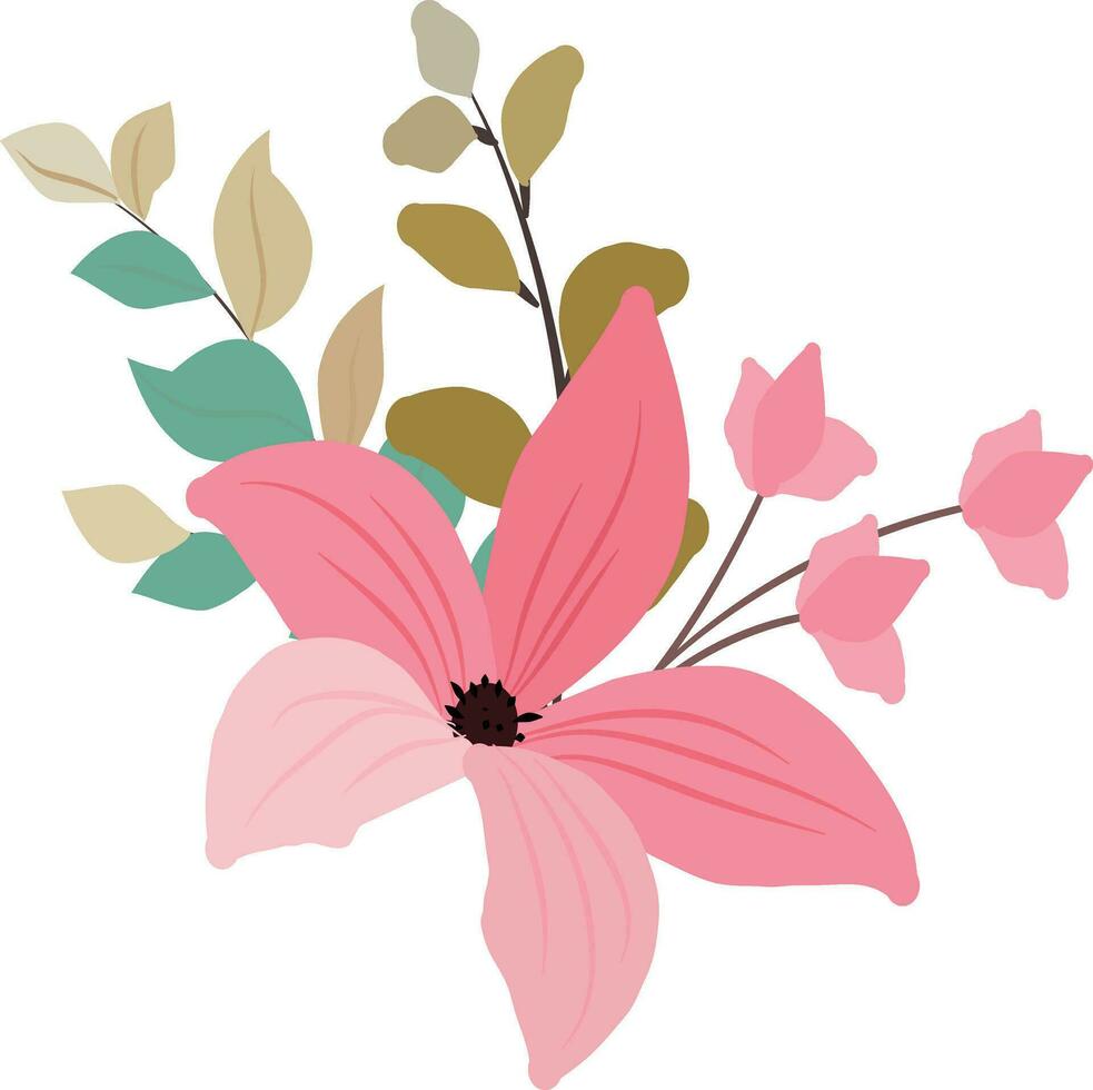 wreath with wild pink flowers vector