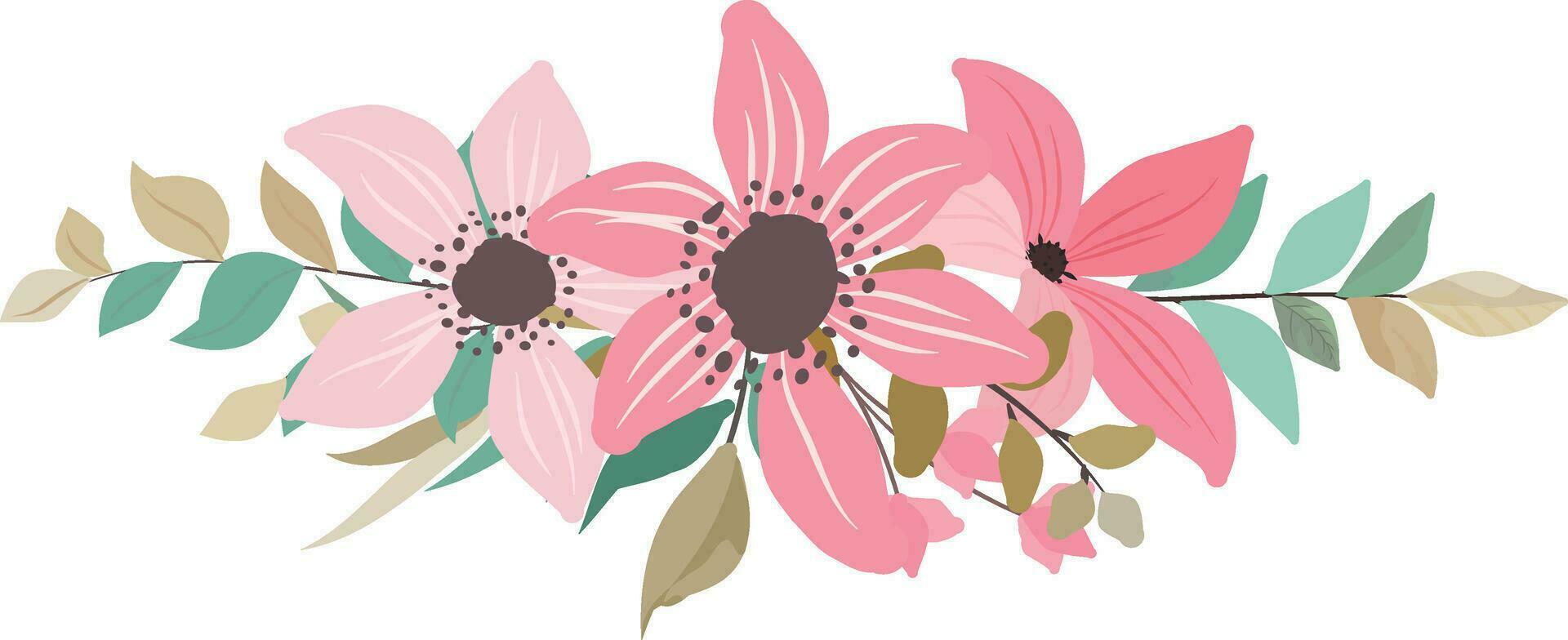 wreath with wild pink flowers vector