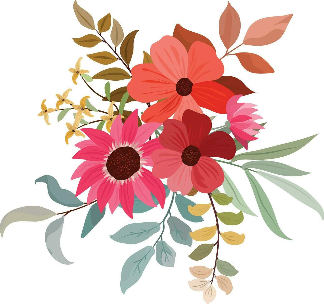 Wild flower bouquet suitable for decorating invitation cards or greeting cards vector