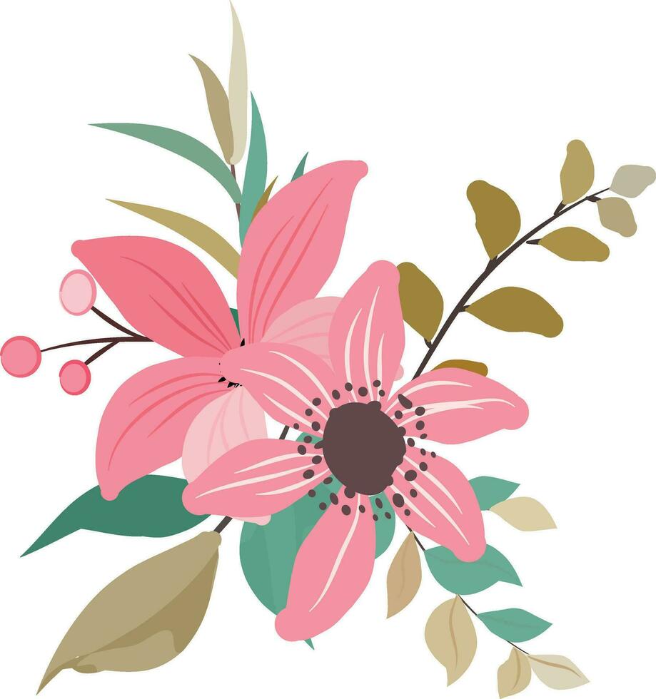 wreath with wild pink flowers vector