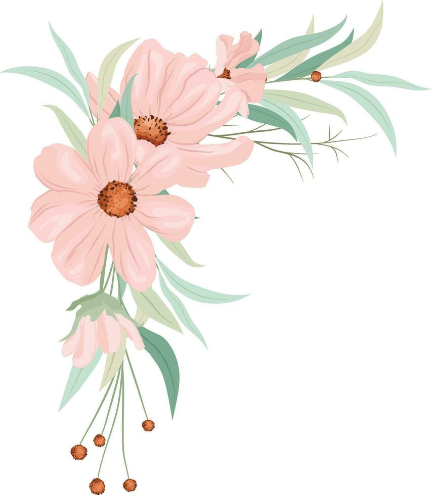 wreath with wild pink flowers vector