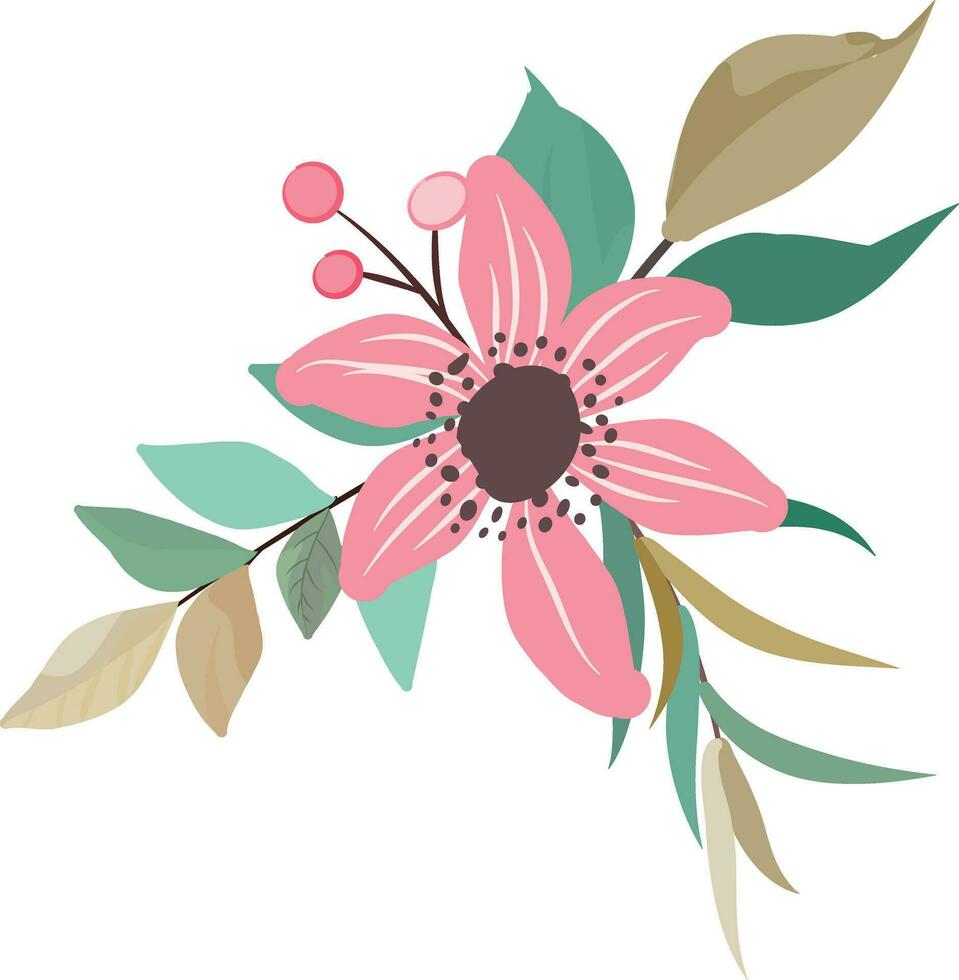 wreath with wild pink flowers vector