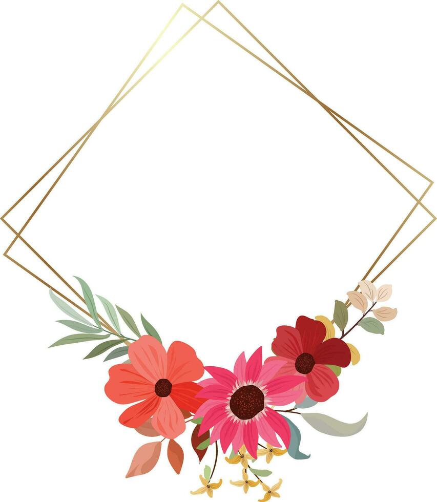 wedding frame with wildflower bouquet vector