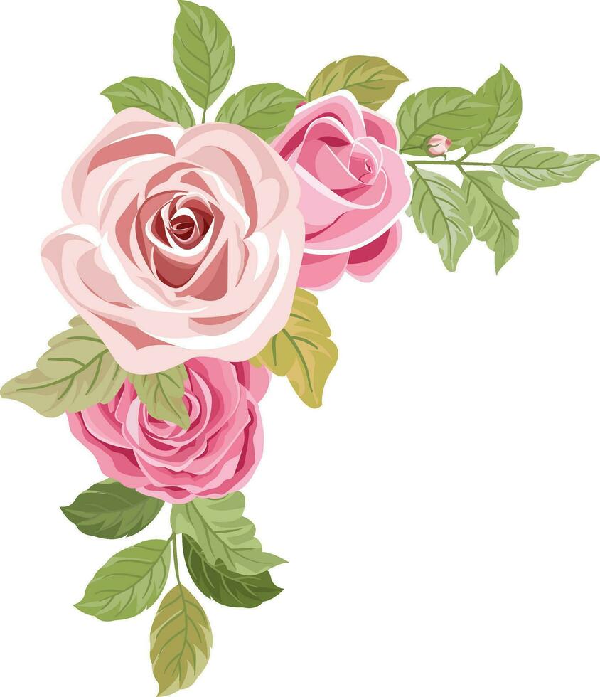 a bouquet with beautiful pink roses vector