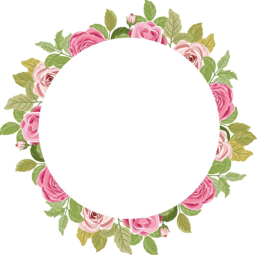 floral frame with beautiful pink roses vector