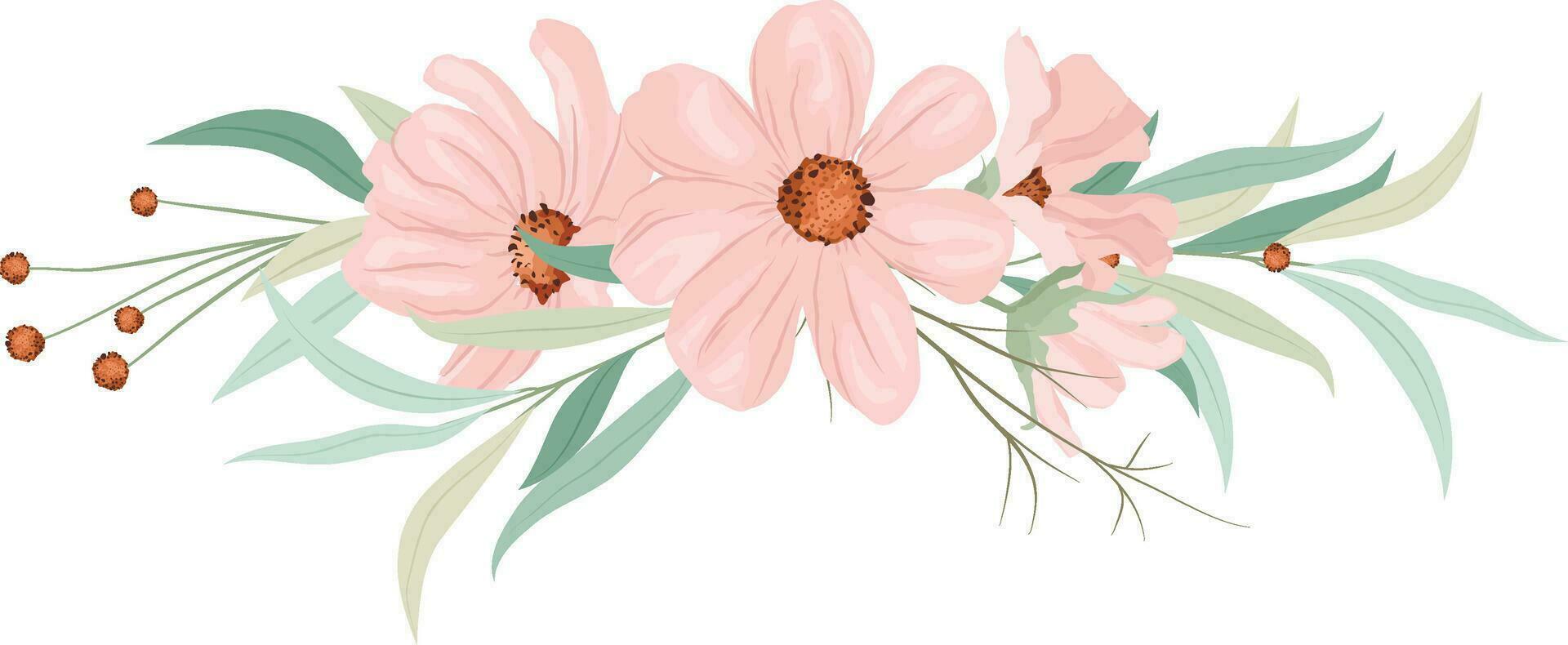 guirnalda con salvaje rosado flores vector
