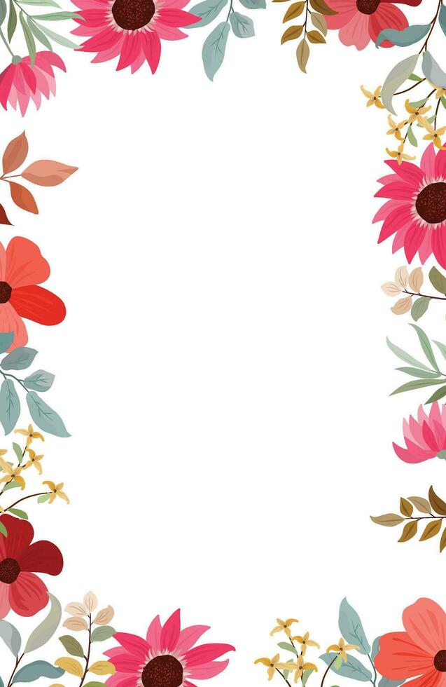 wedding frame with wildflower bouquet vector