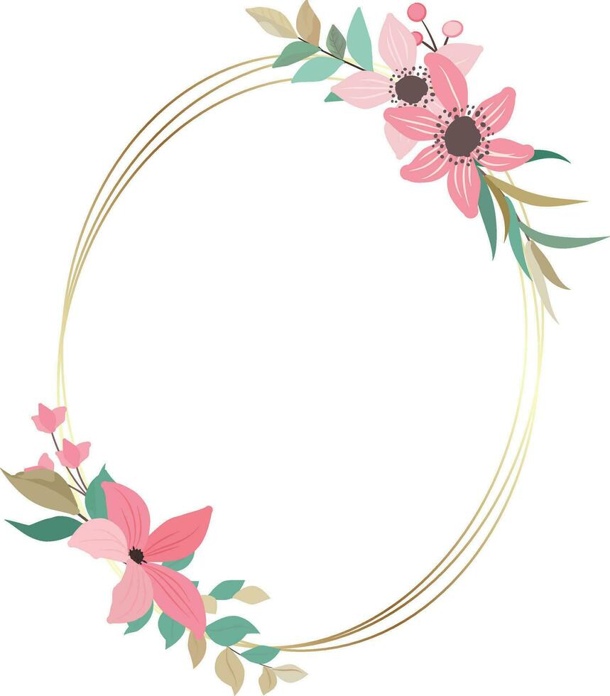 wedding frame with wild pink flowers vector