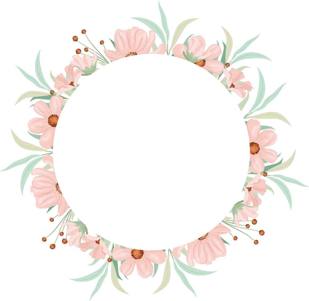 wedding frame with wild pink flowers vector