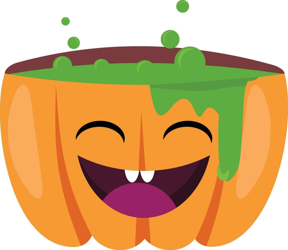 halloween pumpkin with witch potion inside vector