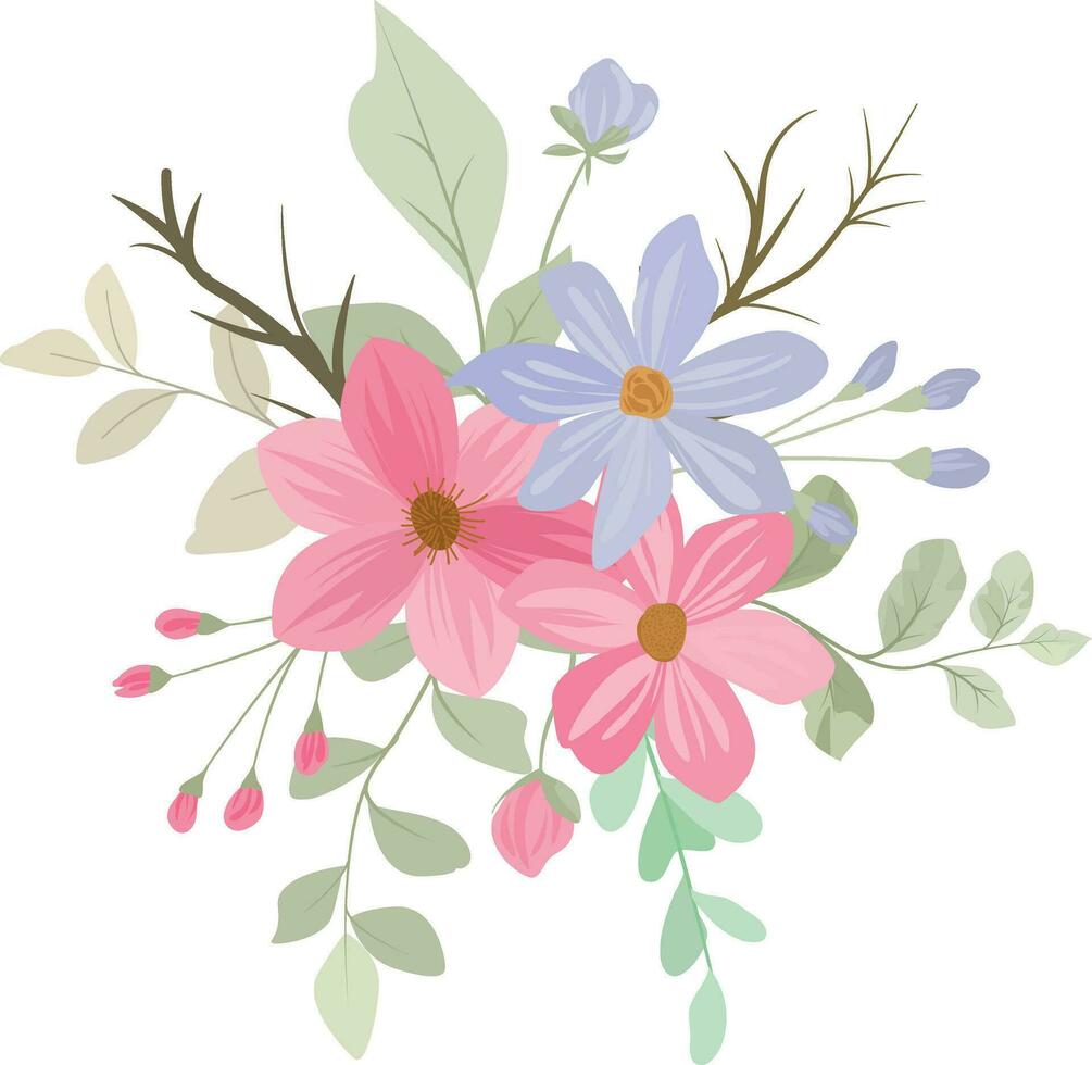 wreath with bouquets of wildflowers vector