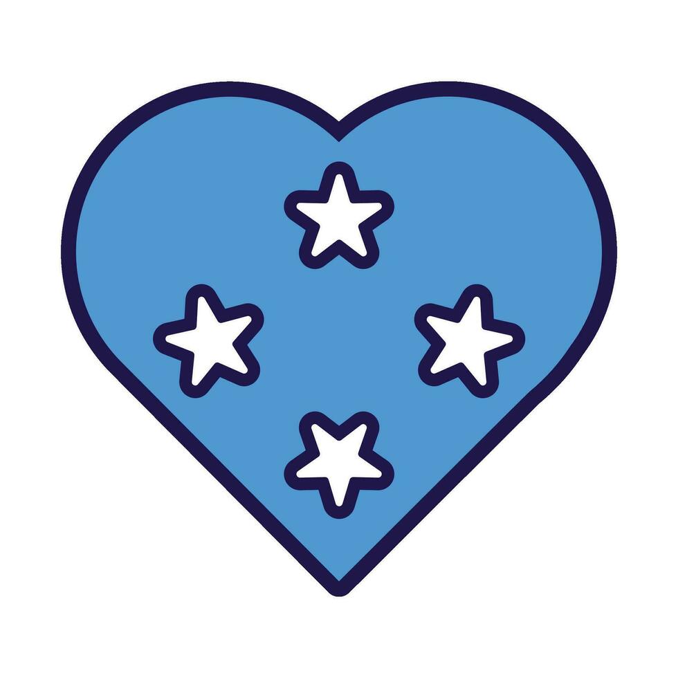 Micronesia Flag Festive Patriot Heart Outline Icon vector