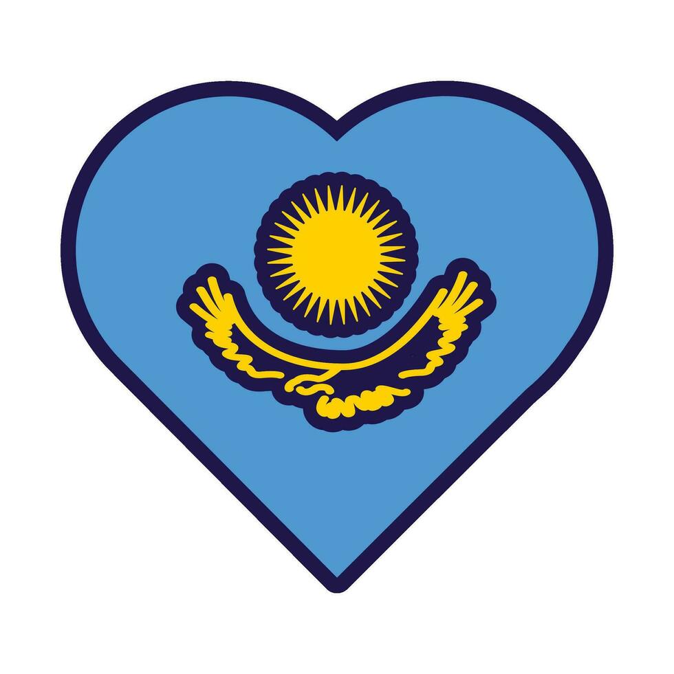 Kazajstán bandera festivo patriota corazón contorno icono vector