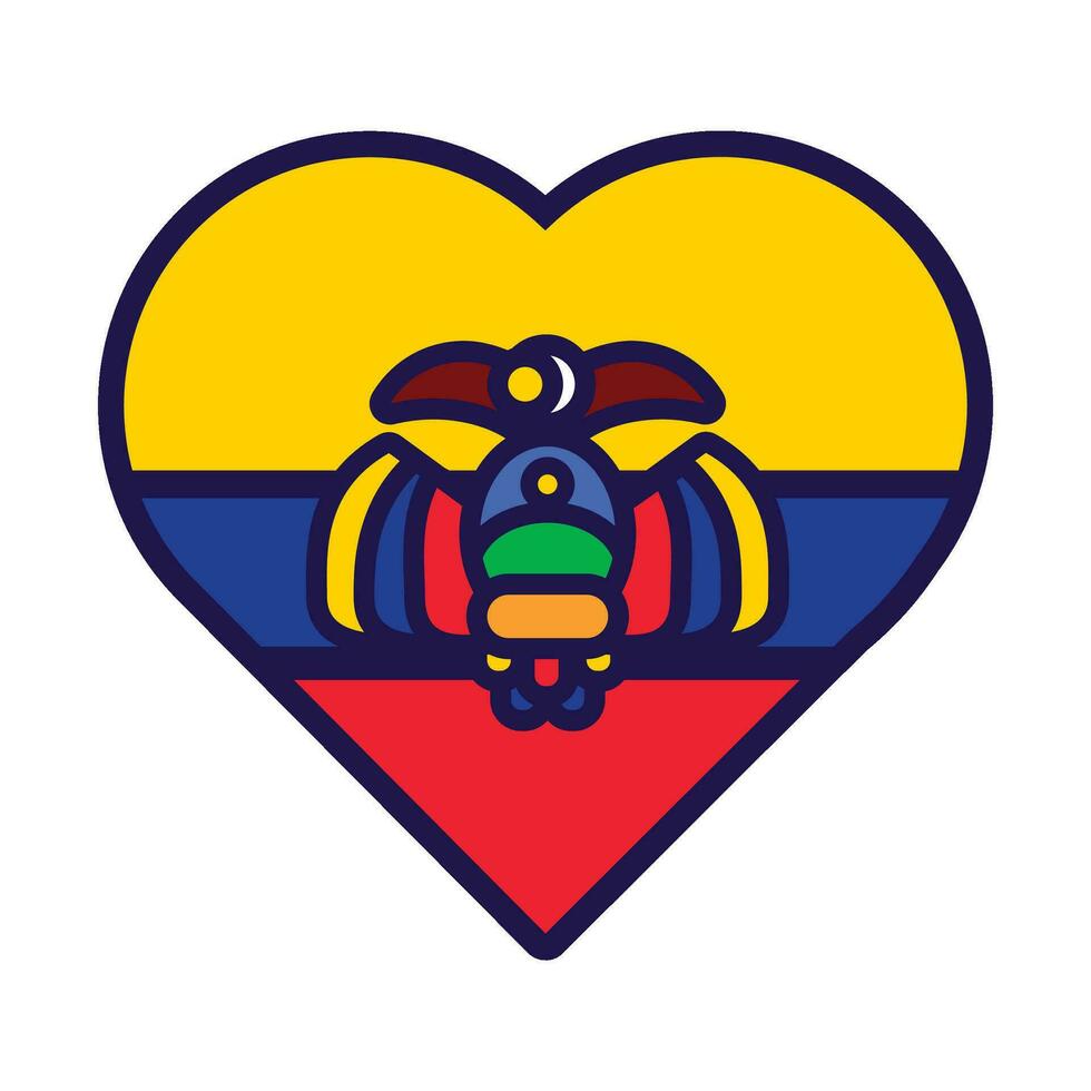 Ecuador bandera festivo patriota corazón contorno icono vector