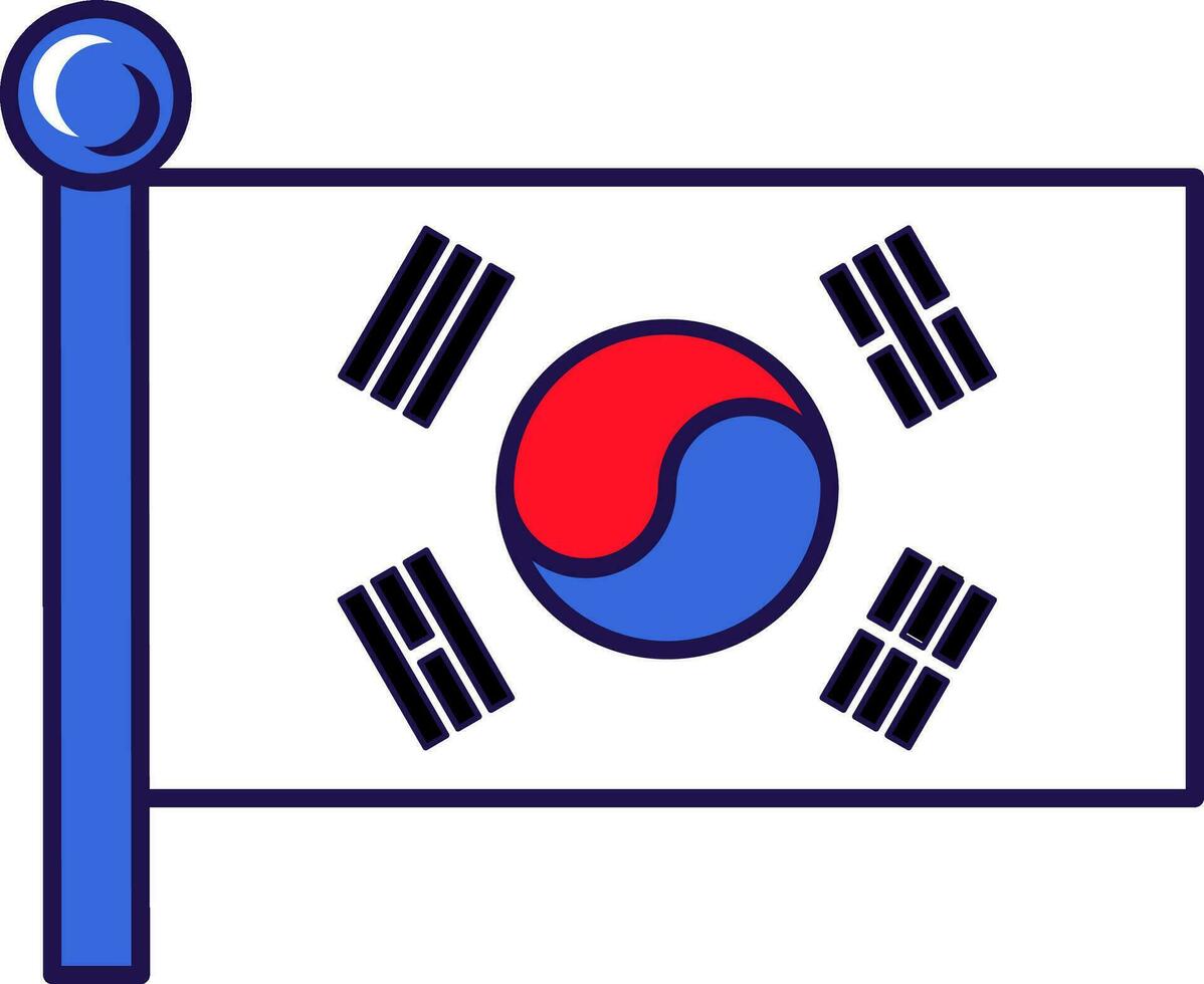 South Korea Country Flagpole Flag Banner vector