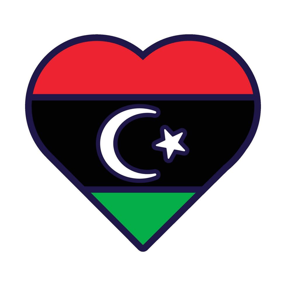 Libya Flag Festive Patriot Heart Outline Icon vector