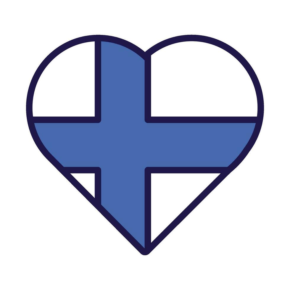 Finlandia bandera festivo patriota corazón contorno icono vector