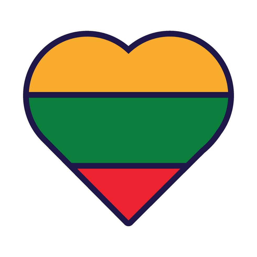 Lithuania Flag Festive Patriot Heart Outline Icon vector
