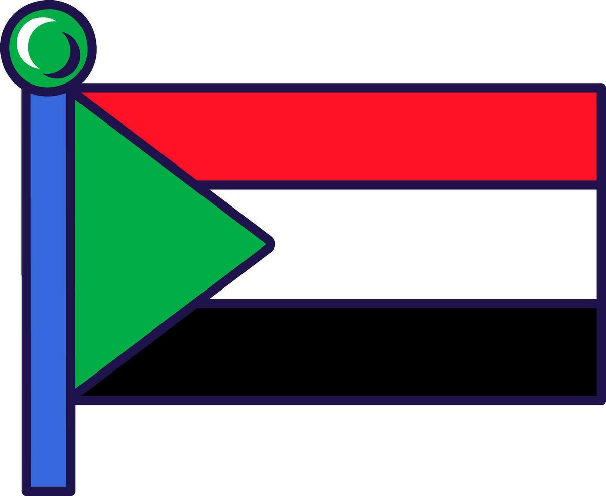 Sudan Country Flagpole Flag Banner vector