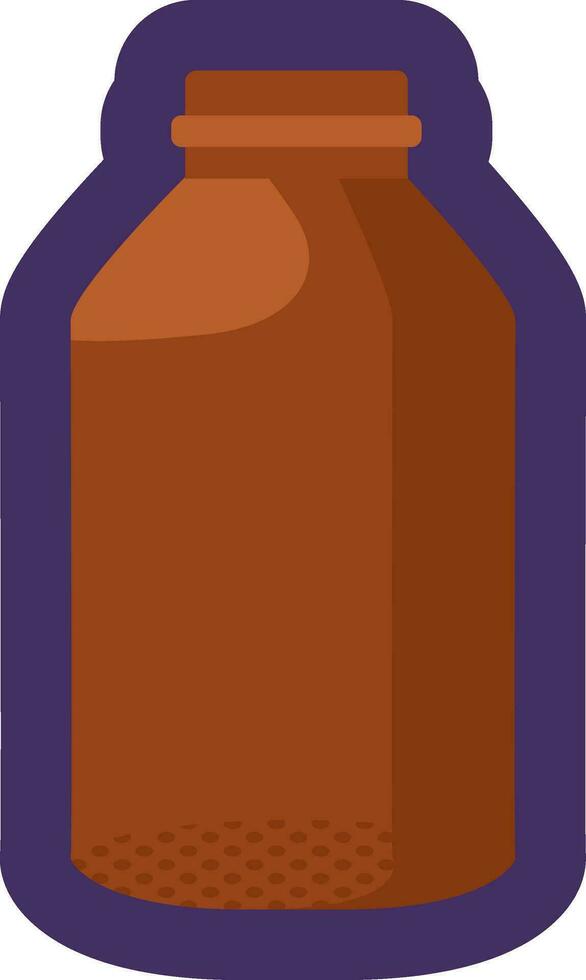 Outline Brown Glass Waste Medical Pills Container vector