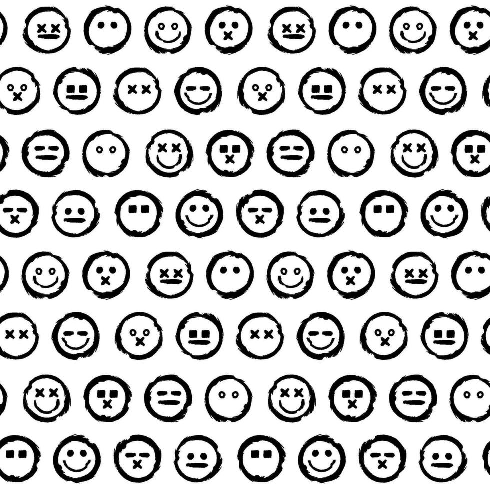 Grunge Smile Flat Seamless Pattern vector