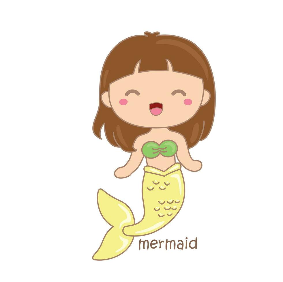 Alphabet M For Mermaid Vocabulary School Lesson Cartoon Illustration Vector Clipart Sticker