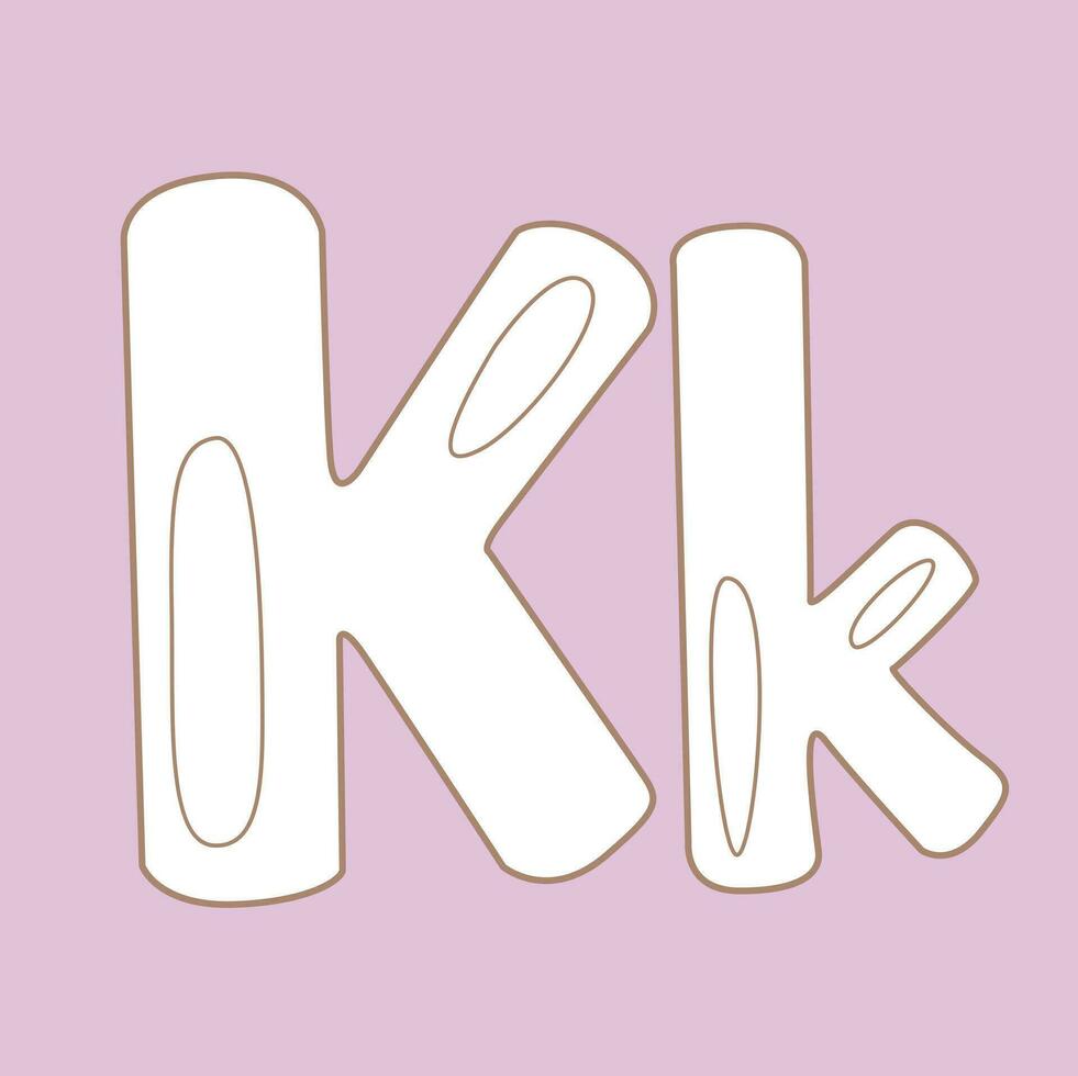 Alphabet K For Vocabulary School lesson Cartoon Digital Stamp Outline vector