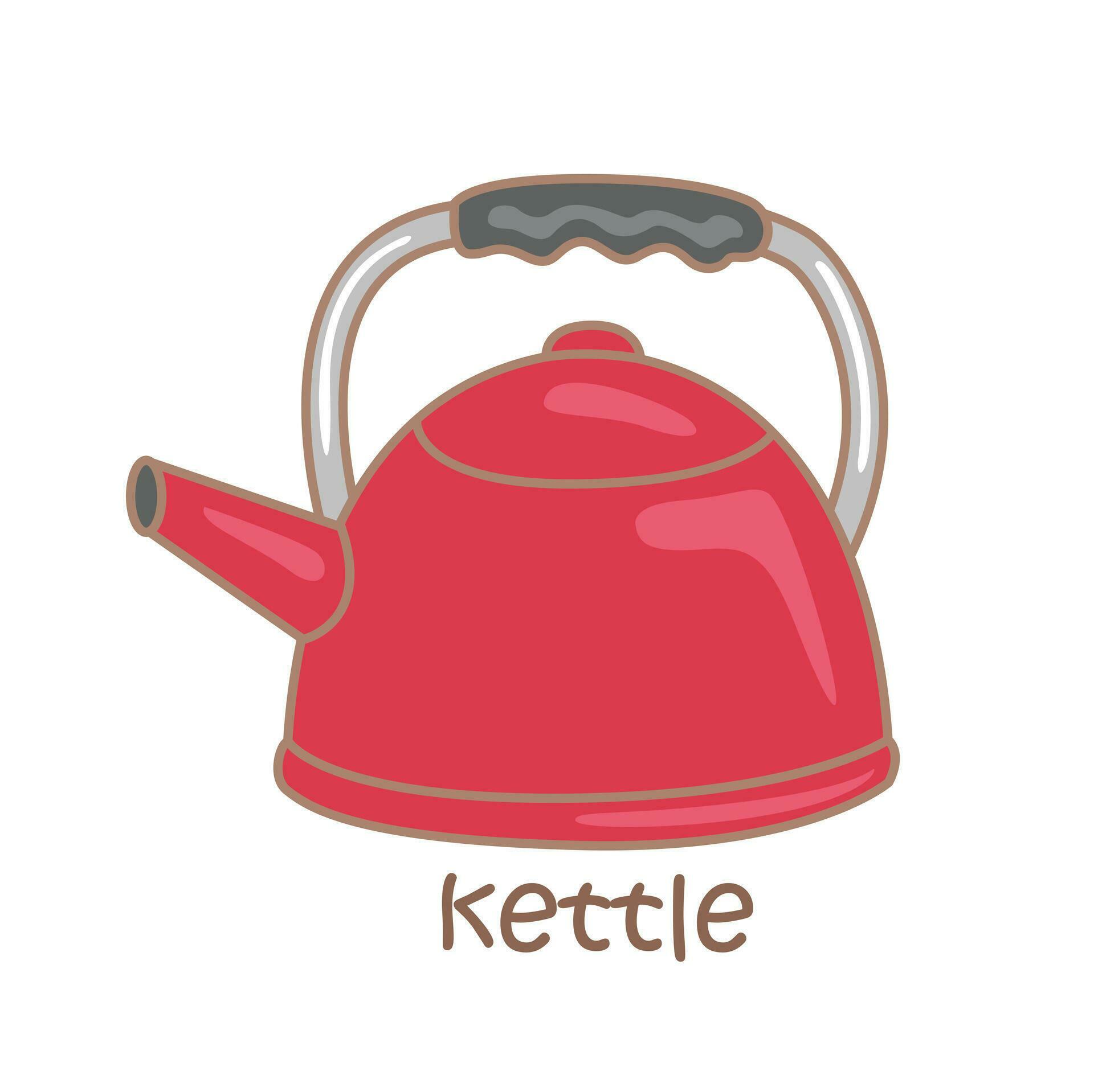 Alphabet K For Kettle Vocabulary School Lesson Cartoon Illustration Vector Clipart Sticker