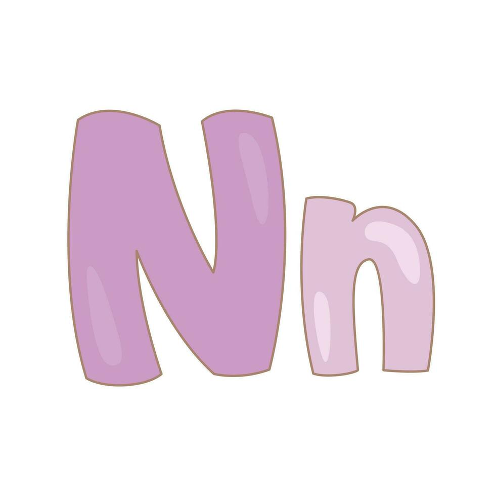 Alphabet N For Vocabulary School Lesson Cartoon Illustration Vector Clipart Sticker