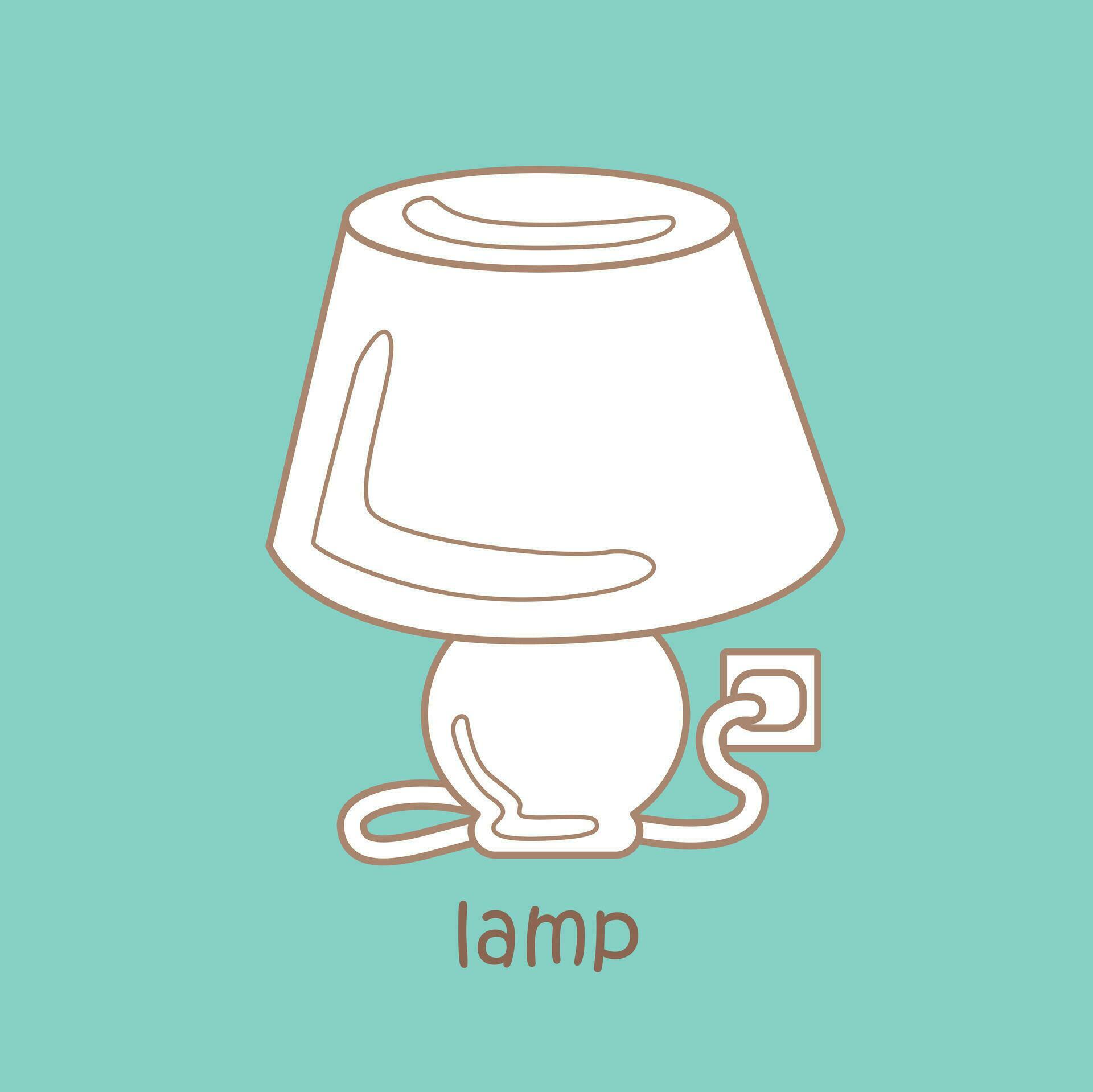 Alphabet L For Lamp Vocabulary School Lesson Cartoon Digital Stamp