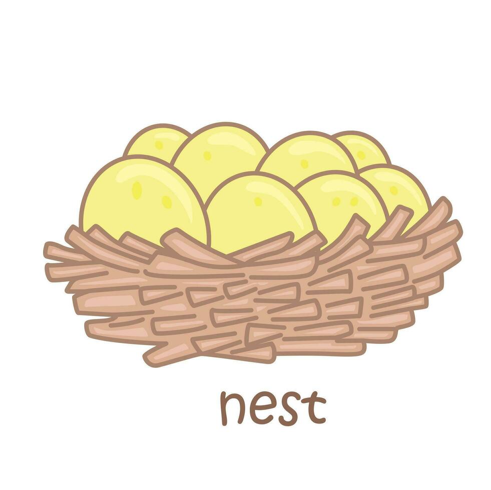 Alphabet N For Nest Vocabulary School Lesson Cartoon Illustration Vector Clipart Sticker