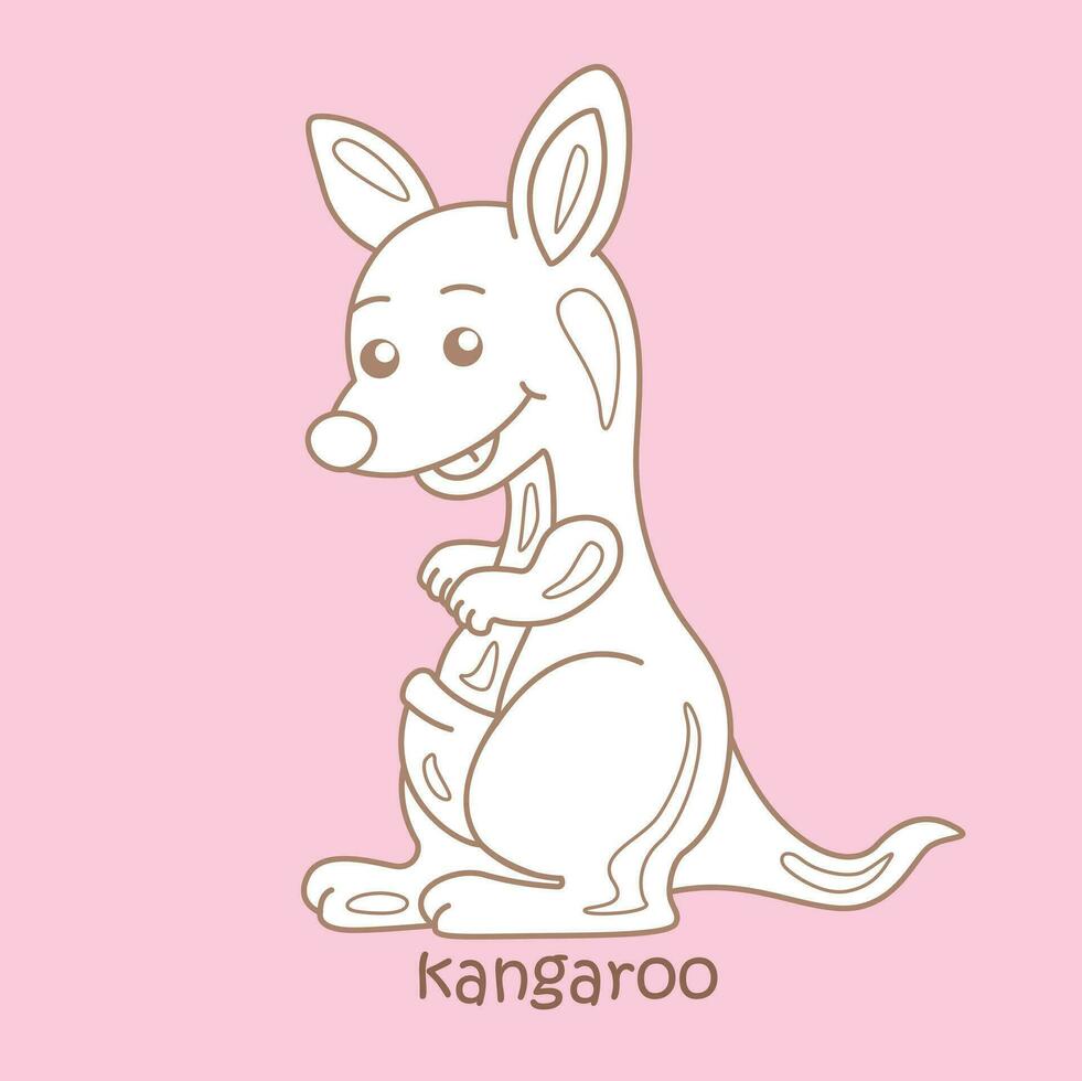 Alphabet K For Kangaroo Vocabulary School lesson Cartoon Digital Stamp Outline vector