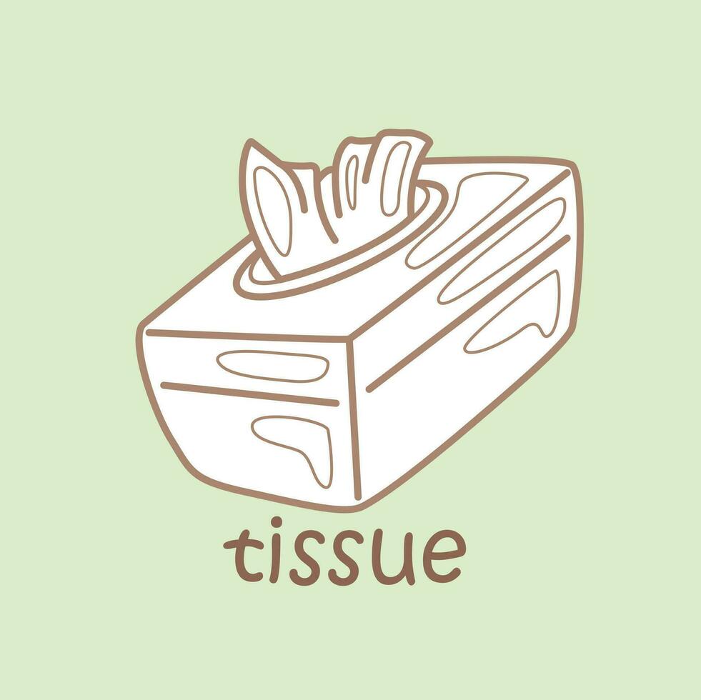 Alphabet T For Tissue Vocabulary School Lesson Cartoon Digital Stamp Outline vector