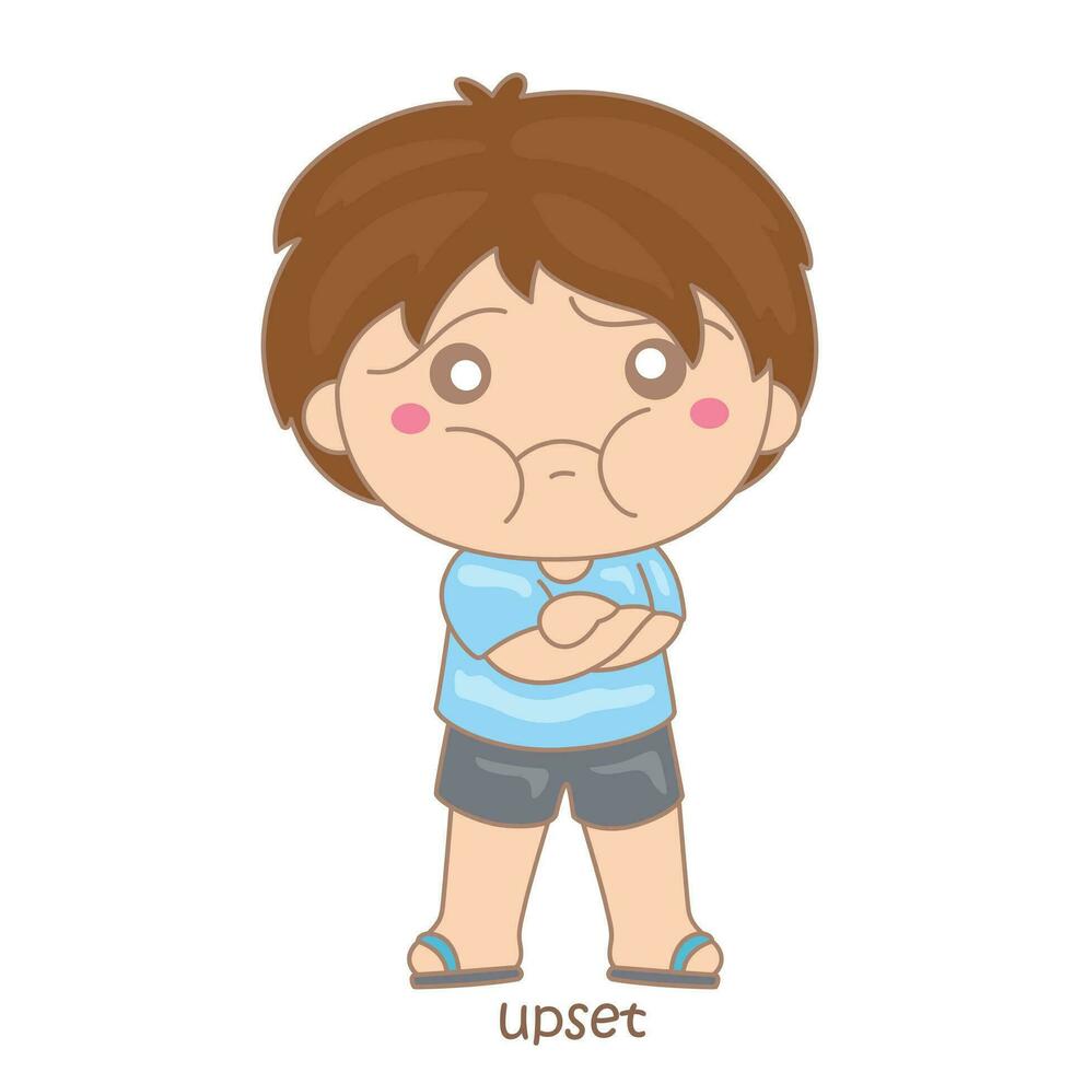 Alphabet U For Upset Vocabulary School Lesson Cartoon Illustration Vector Clipart Sticker